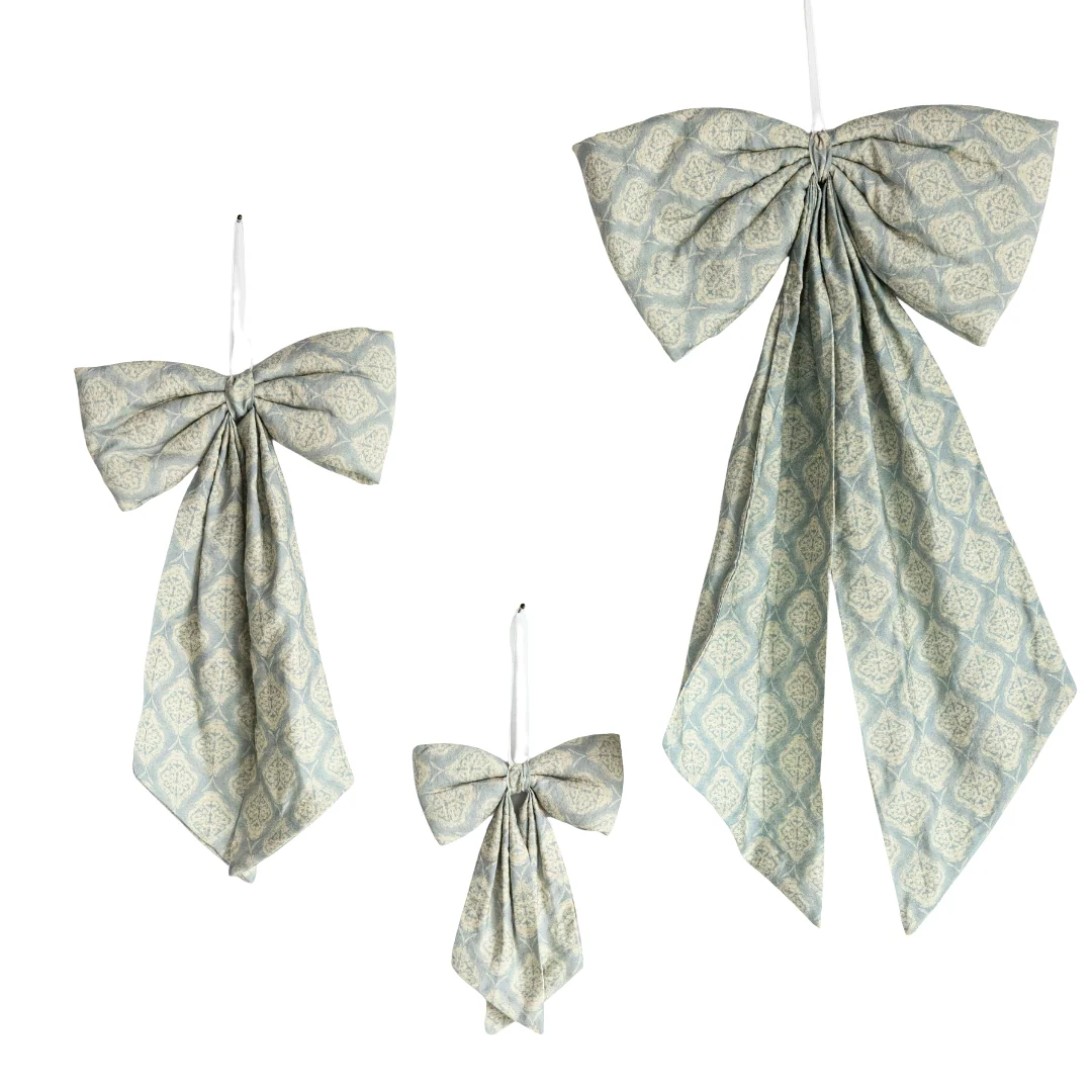 Teal Medallion Pattern Fabric Bows