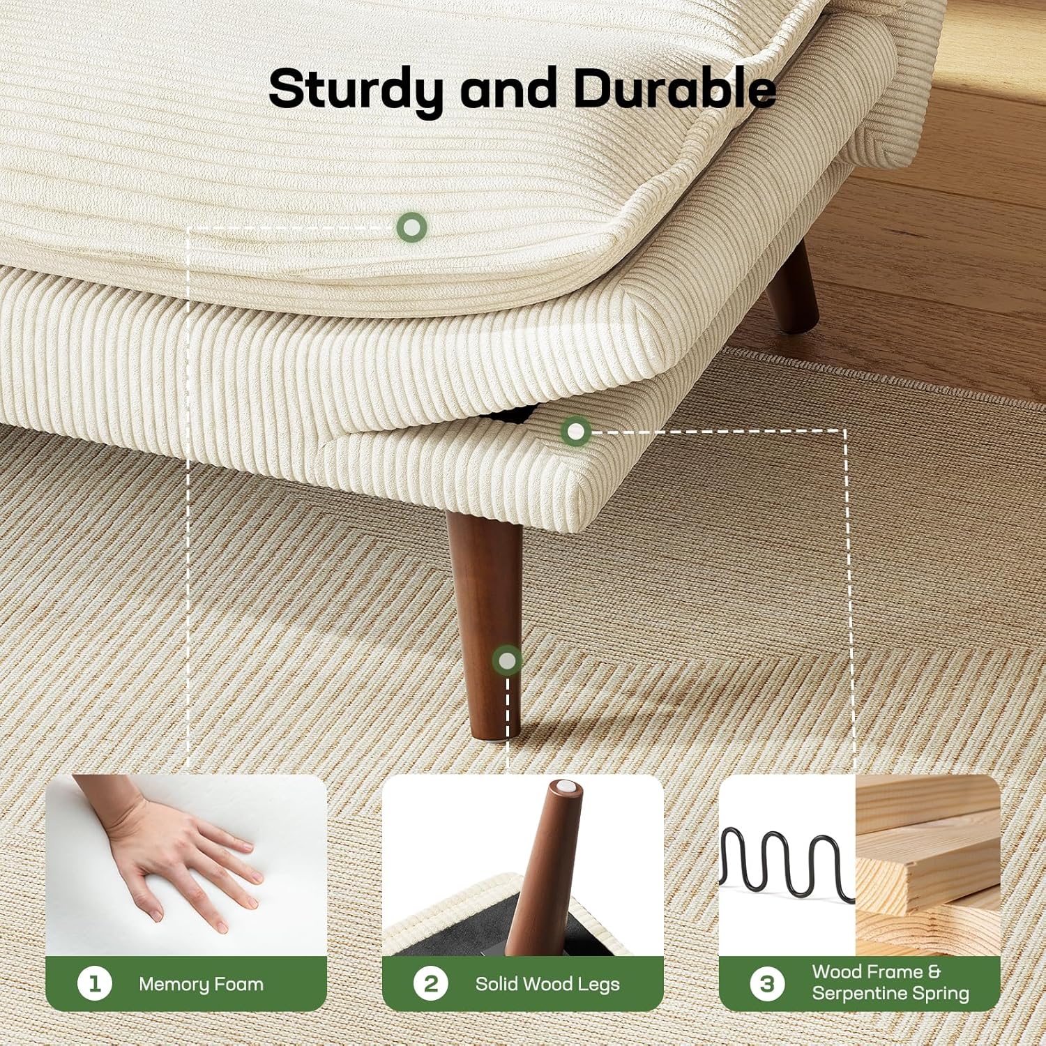 Futon Sofa Bed Futon Sofa with Adjustable Back and Armrests Converts to Small Sleeper Sofa Bed