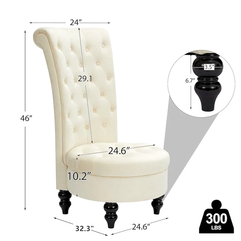 AVAWING Set of 2 Throne Royal Chair Thick Padding and Rubberwood Legs
