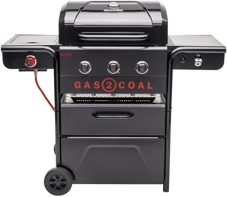 Char-Broil Gas2Coal 330 - Barbecue a gas e carbone, edizione speciale con piastra