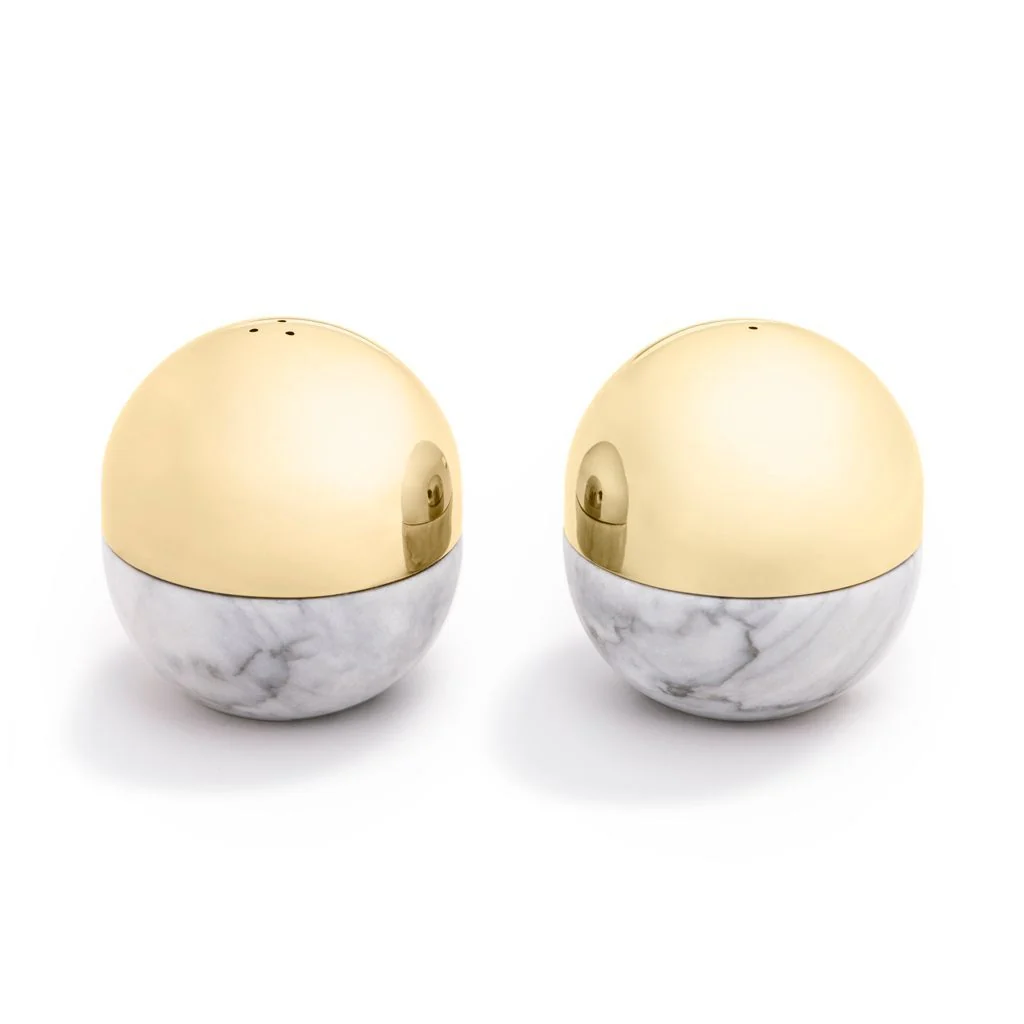 Dual Salt & Pepper Shakers, Gold
