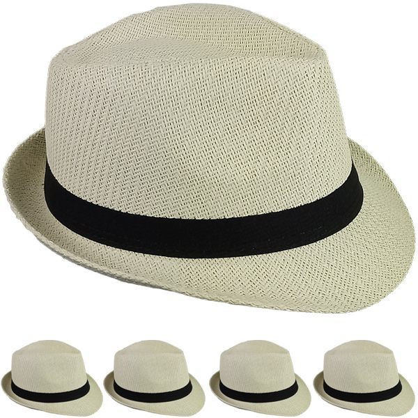 Fedora Hats Tan Cuban Tweed with Black Band Adult Size 23