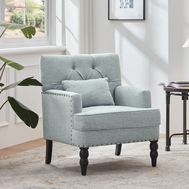 Upholstered Accent Chair with Lumbar Pillow - Single Seat