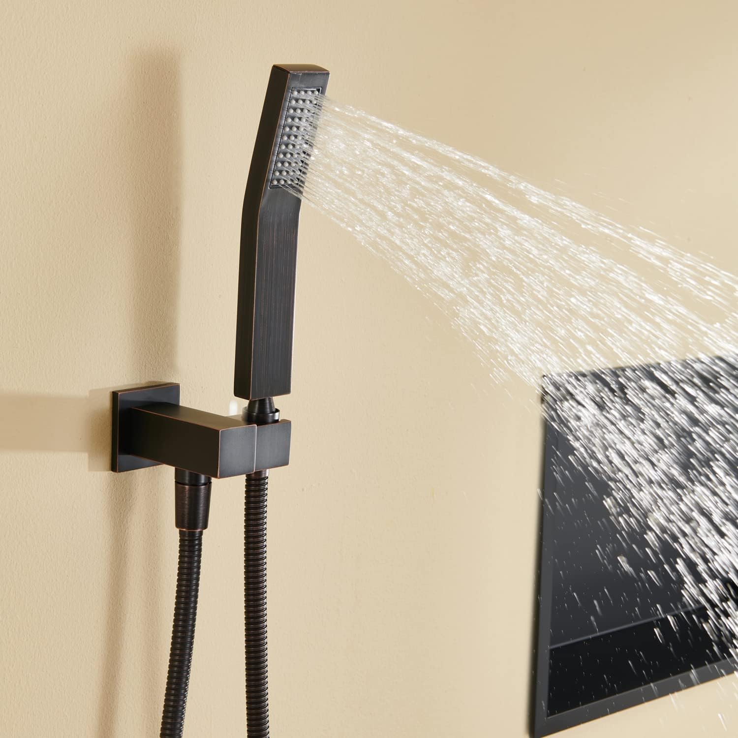 Rain Shower System 12 Inches Shower Combo Set Oil Rubbed Bronze Wall Mount Faucet Bathroom Faucets with Rainfall Shower Head and Hand Shower