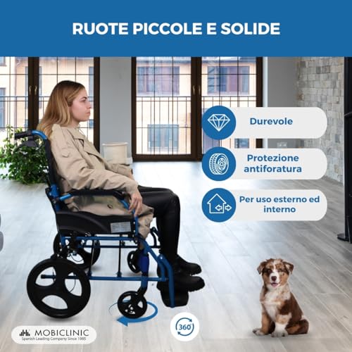 Mobiclinic, Sedia a rotelle da transito, Pirámide, Carrozzina pieghevole, Alluminio, Freno sulle maniglie, Per anziani, Poggiapiedi, Braccioli, Marchio ce, Leggera, Seduta 46 cm, Blu : Amazon.it: Salute e cura della persona
