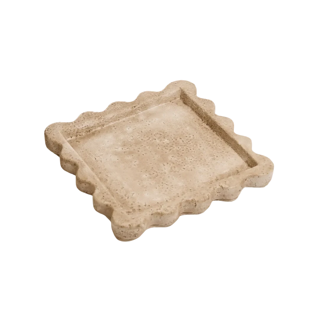 Beige Cement Scalloped Tray