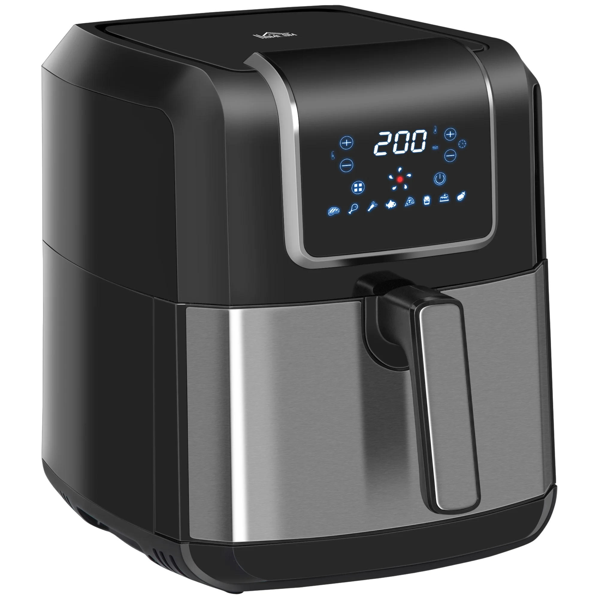 2025 Homlixry elektrische heteluchtfriteuse 7 QT 1700 W met digitaal display, 360�� luchtcirculatie, instelbare temperatuur, timer en antiaanbakmand voor vetarm of vetvrij koken, zwart