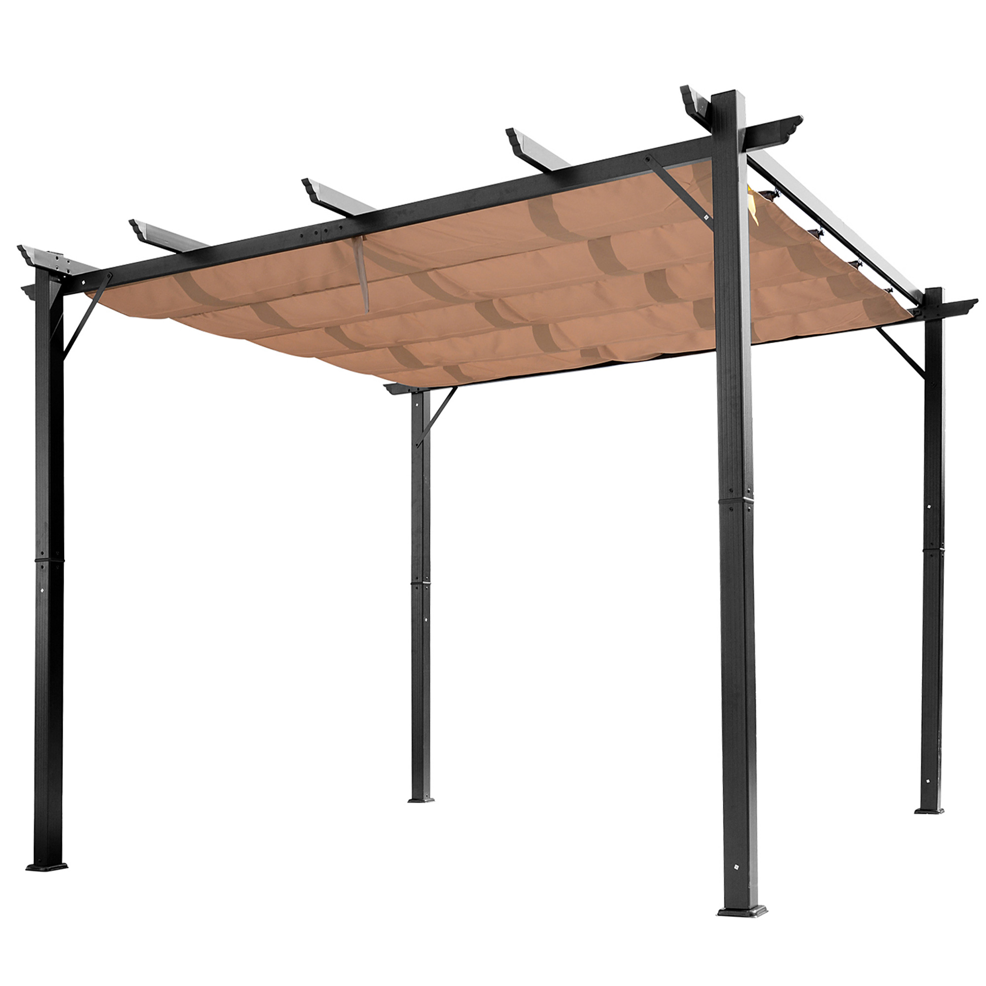 Outsunny Pergola met schaduwdoek 300x400 cm voor Party & Bloemist, Grijs + Bruin