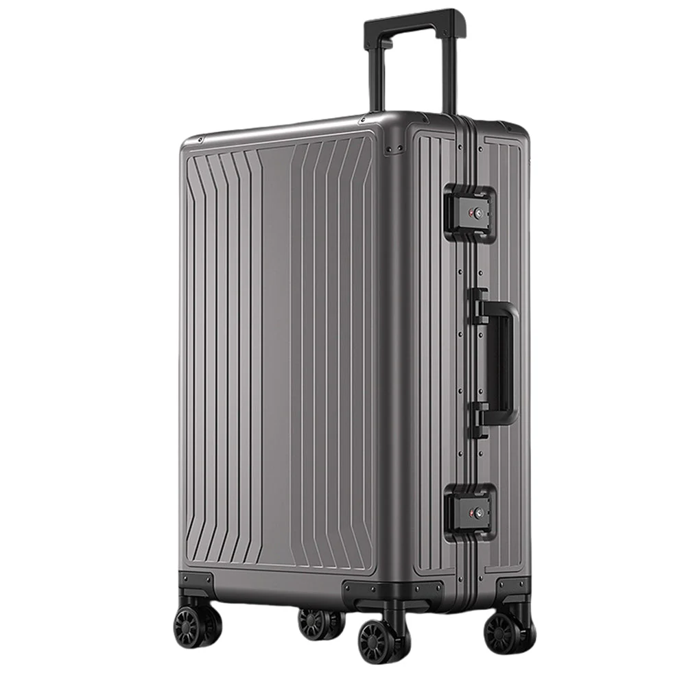 All Aluminum Magnesium Hardshell Carry on Luggage with Wheels, Modern Zipperless Hardshell Checked Luggage with TSA Lock, Airline Approved Metal Suitcase Travel Metal Rolling Luggage