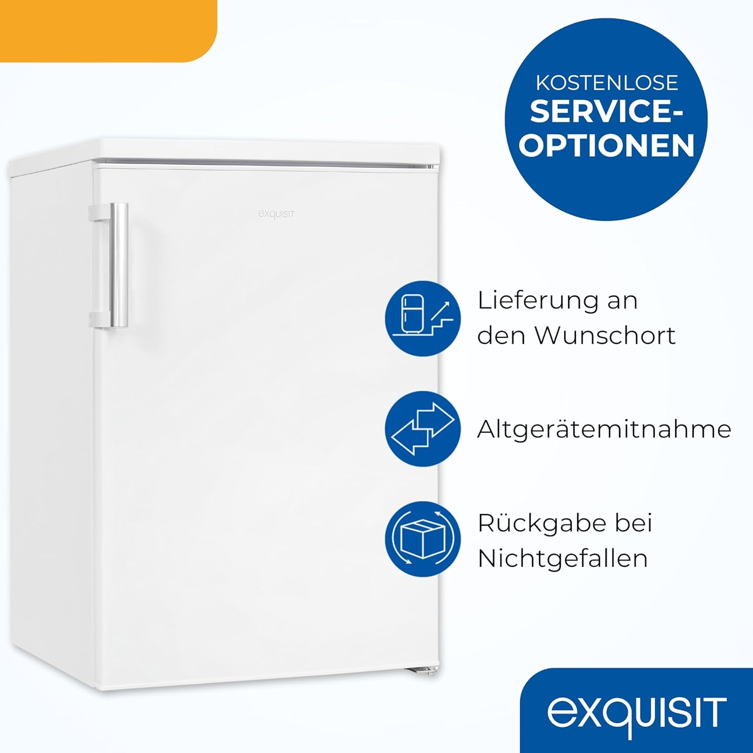 Exquisit Kühlschrank ohne Gefrierfach, 133 Liter, Vollraumkühlschrank freistehend, Türanschlag Wechselbar, KS516-V-H-010E weiss