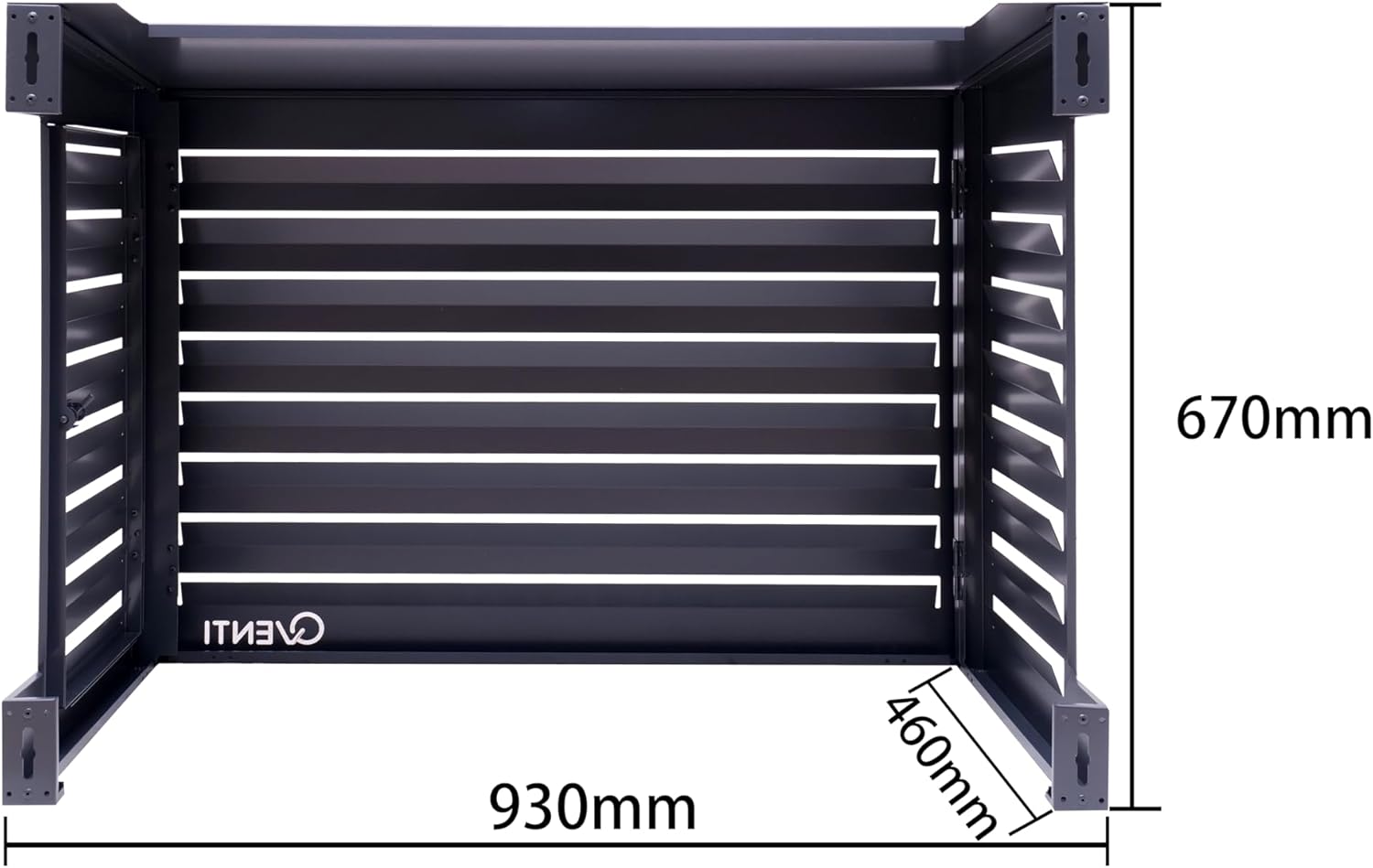 Qventi Abdeckung für Klimaanlage - Anthrazit/Grau - Aluminium - Schutzgitter - Verkleidung - Einfache Montage - Größe S - Außenmaße (LxBxH): 100 x 50 x 75 cm