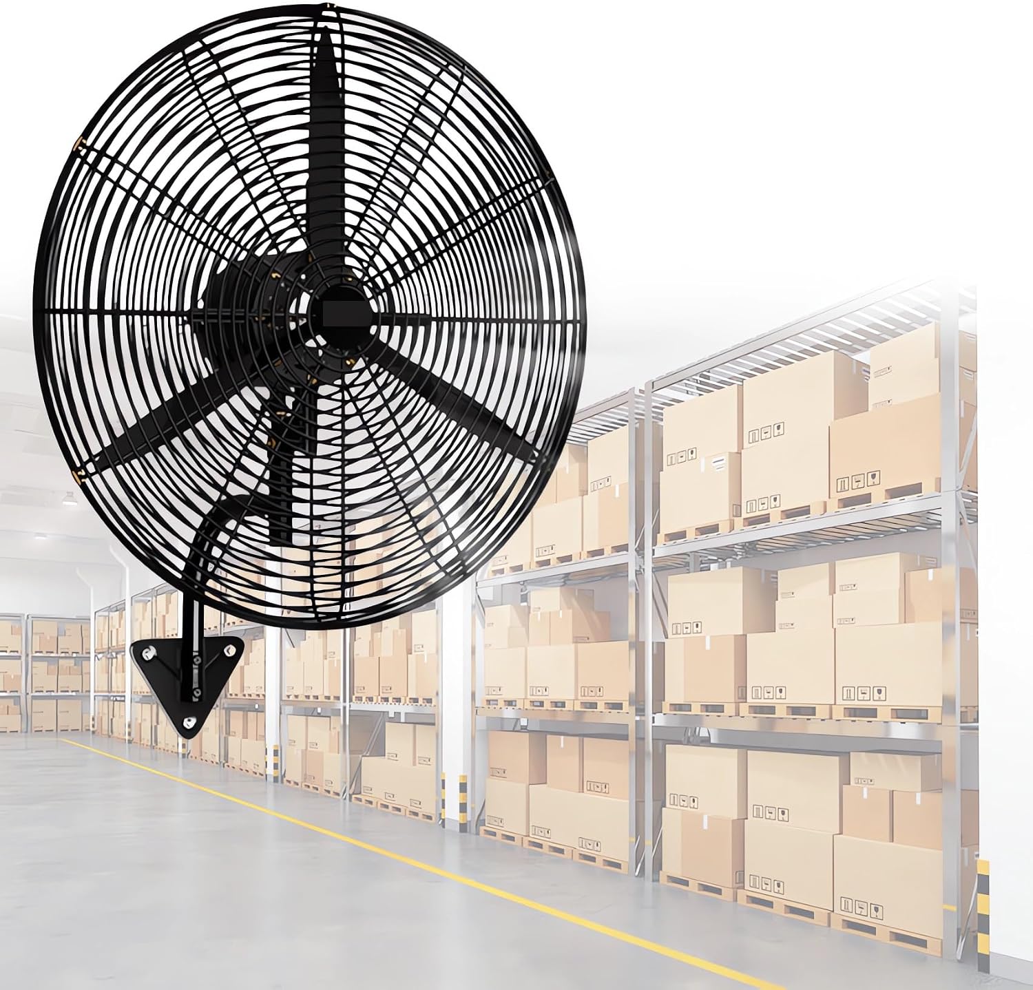 Wandventilator Mit Aluminiumflügeln/120°-Oszillation, Robuster Industrie-Wandventilator Aus Metall Für Außenbereiche, Gewerbe, Garagen, Lagerhallen, Werkstätten, Fabriken, 750 Mm, 500 Mm