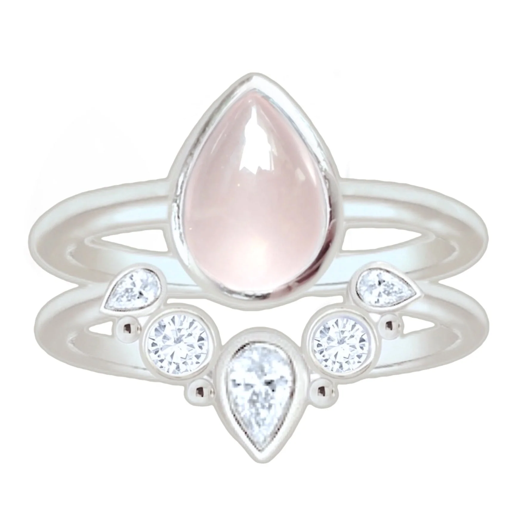 Laihas Queen Of Cups Topaz and Rose Quartz Ring Set