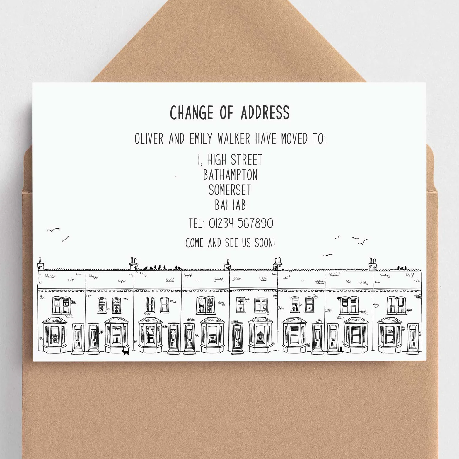 Victorian Terrace Change of Address Announcements - Moving Home Cards
