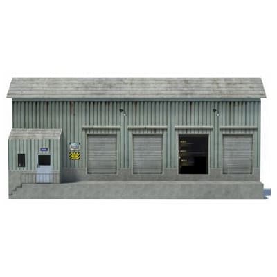 Background Rail Yard Building (green, 4 loading doors, 1 level)