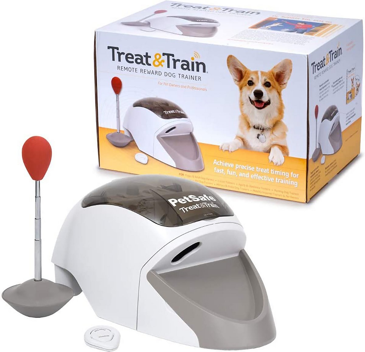 PetSafe Treat and Train - Sistema di addestramento per cani con erogazione di premi a distanza, rinforzo positivo, comportamento calmo, evitamento delle distrazioni, include DVD di addestramento, bacchetta di puntamento e telecomando, per cani dai 6