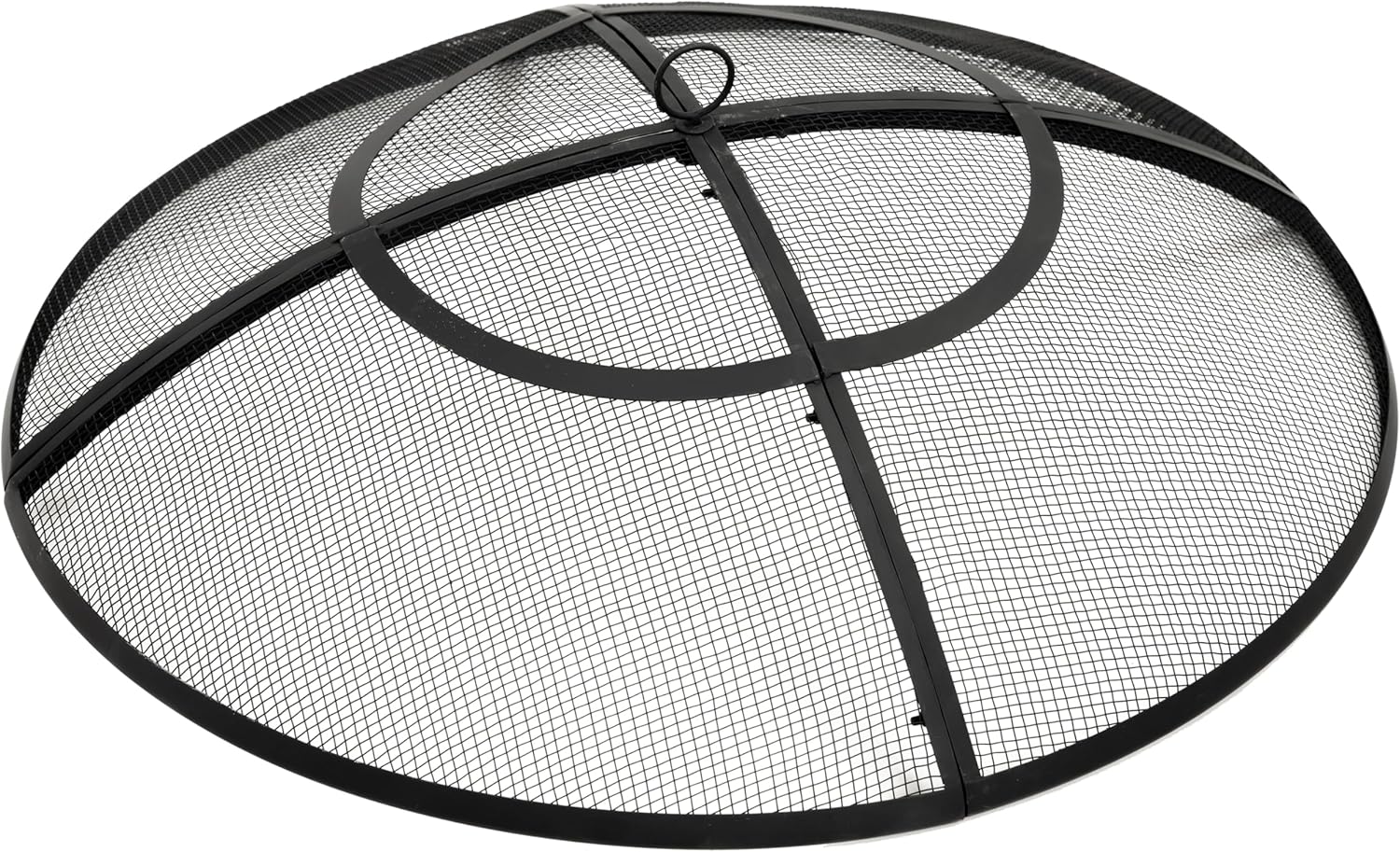 Sunnydaze Round Fire Pit Spark Screen - Outdoor Fire Pit Screen with Handle - Heavy-Duty Steel Metal Mesh - 40
