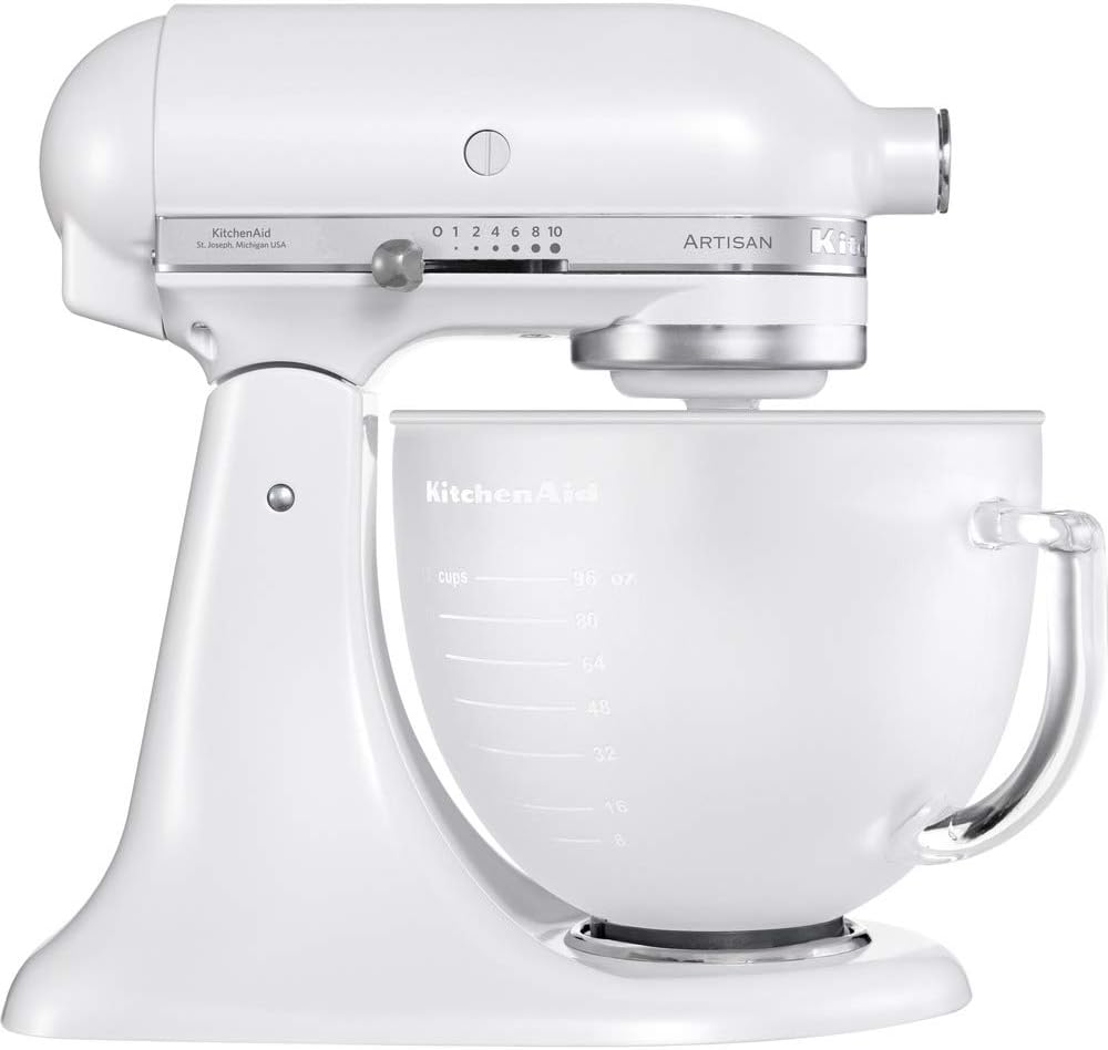 KitchenAid Küchenmaschine I Artisan I Kippbarem Food Processor I Teigknetmaschine mit 5 Zubehör | 2 Schüsseln aus Edelstahl | 4.8 L | Schwarz