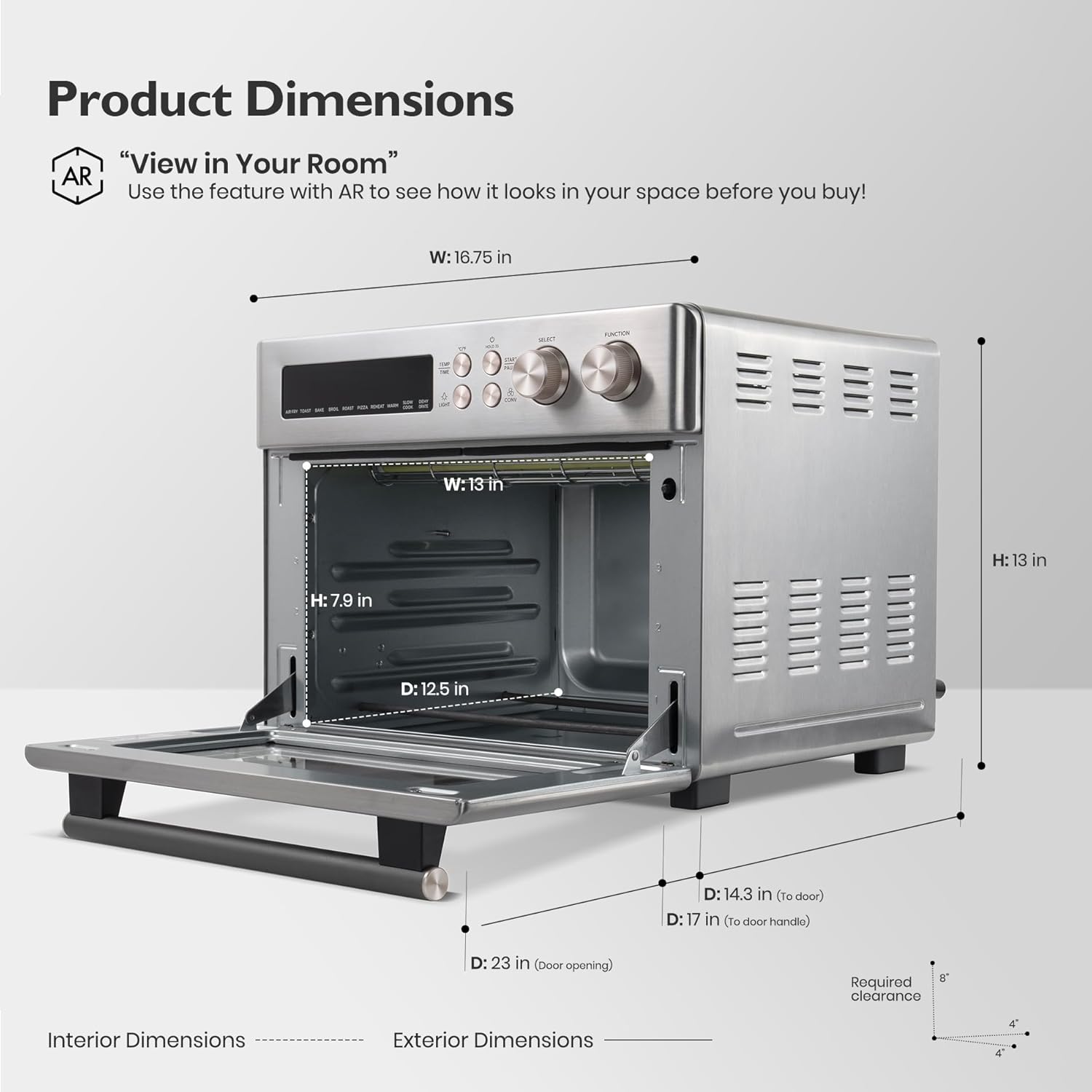 VAL CUCINA Infrared Heating Air Fryer Toaster Oven, Extra Large Countertop Convection Oven 10-in-1 Combo, 6-Slice Toast, Enamel Baking Pan Easy Clean with Recipe Book, Brushed Stainless Steel Finish