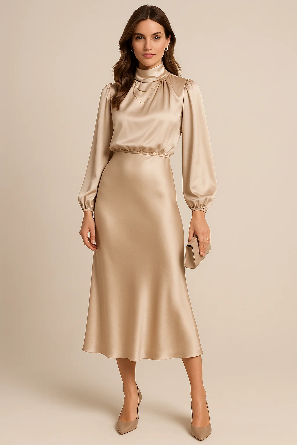 Womena??s Elegant High Waist Midi Dress Versatile Style for Formal Occasions