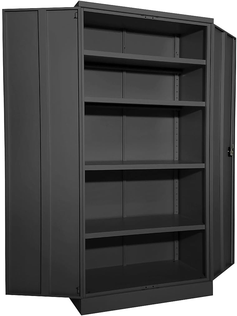 eurokraft | Stahlschrank Nilas | mit 4 Fachböden | HxBxT 1950 x 1000 x 500 mm | tiefschwarz