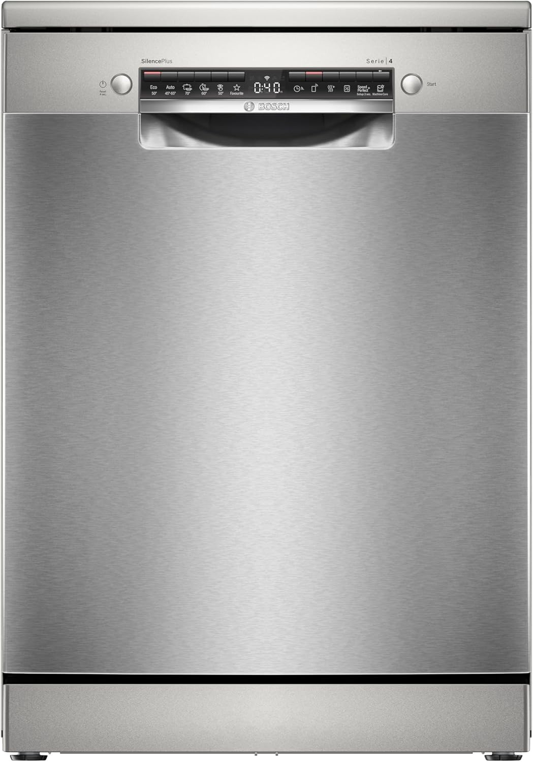 Bosch SMS4ECI28E Serie 4, Lavastoviglie da libera installazione, Home Connect, Diagnostica da remoto, Assistente al lavaggio, Green Collection, Acciaio, 60cm