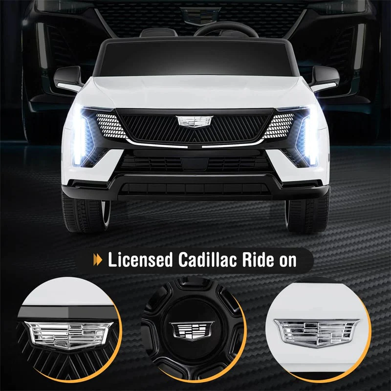 24V 2-Seater Ride-On Truck, Licensed Cadillac Kids Electric Car with Remote Control, 3 Speeds, LED Lights & Spring Suspension for Ages 3+