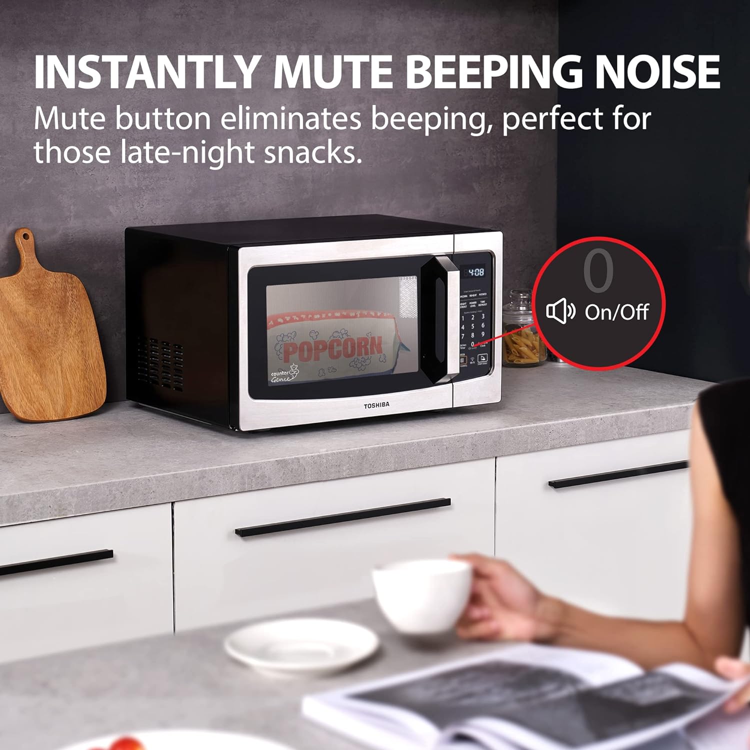 TOSHIBA 4-in-1 ML-EC42P(SS) Countertop Microwave Oven, Smart Sensor, Convection, Air Fryer Combo, Mute Function, Position Memory 13.6