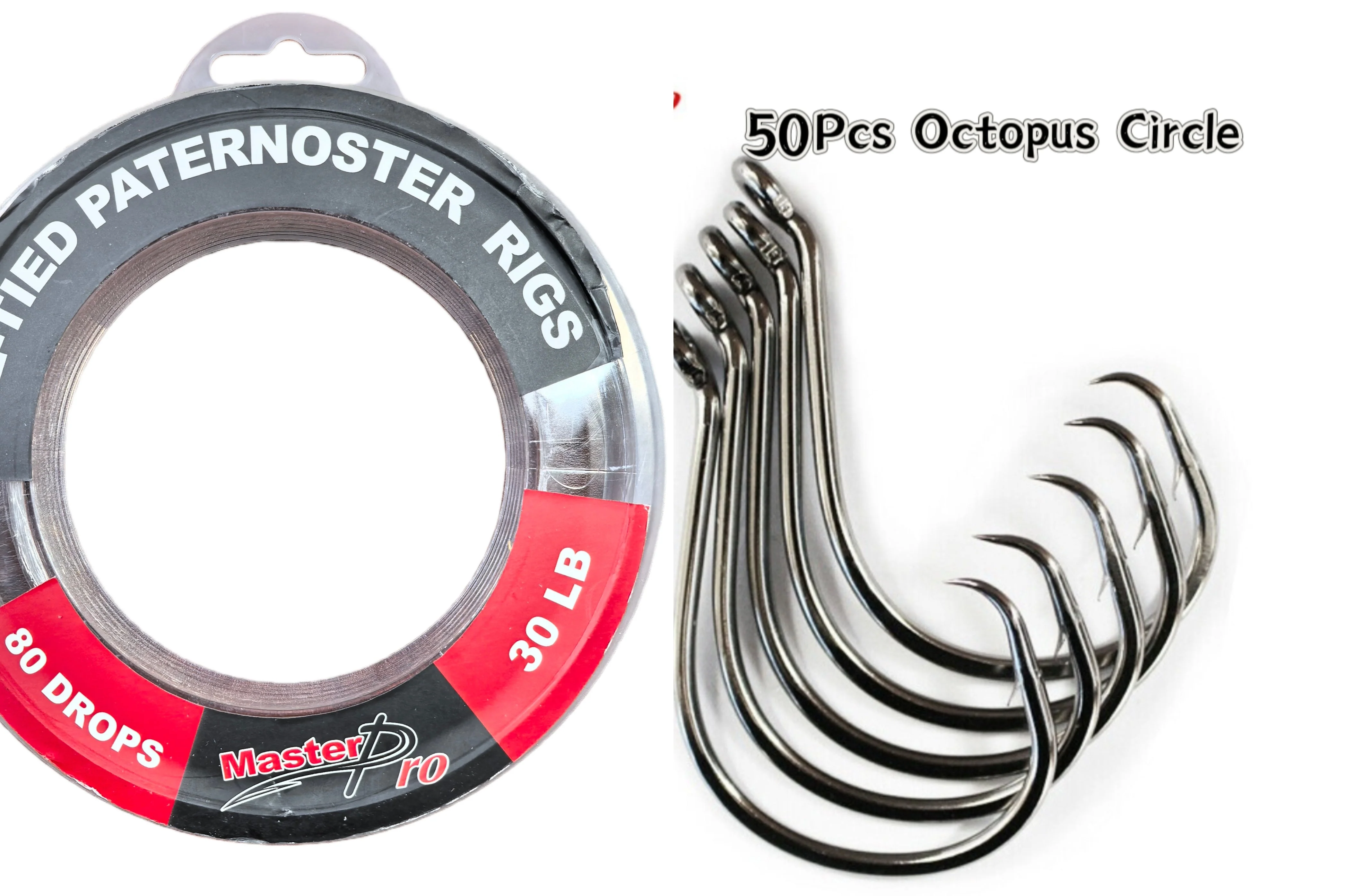 MASTERPRO 30LB Pre-Tied Paternoster Fishing Rigs �?20 Rigs per Spool, 80 Drops With $10 Hooks FREE!