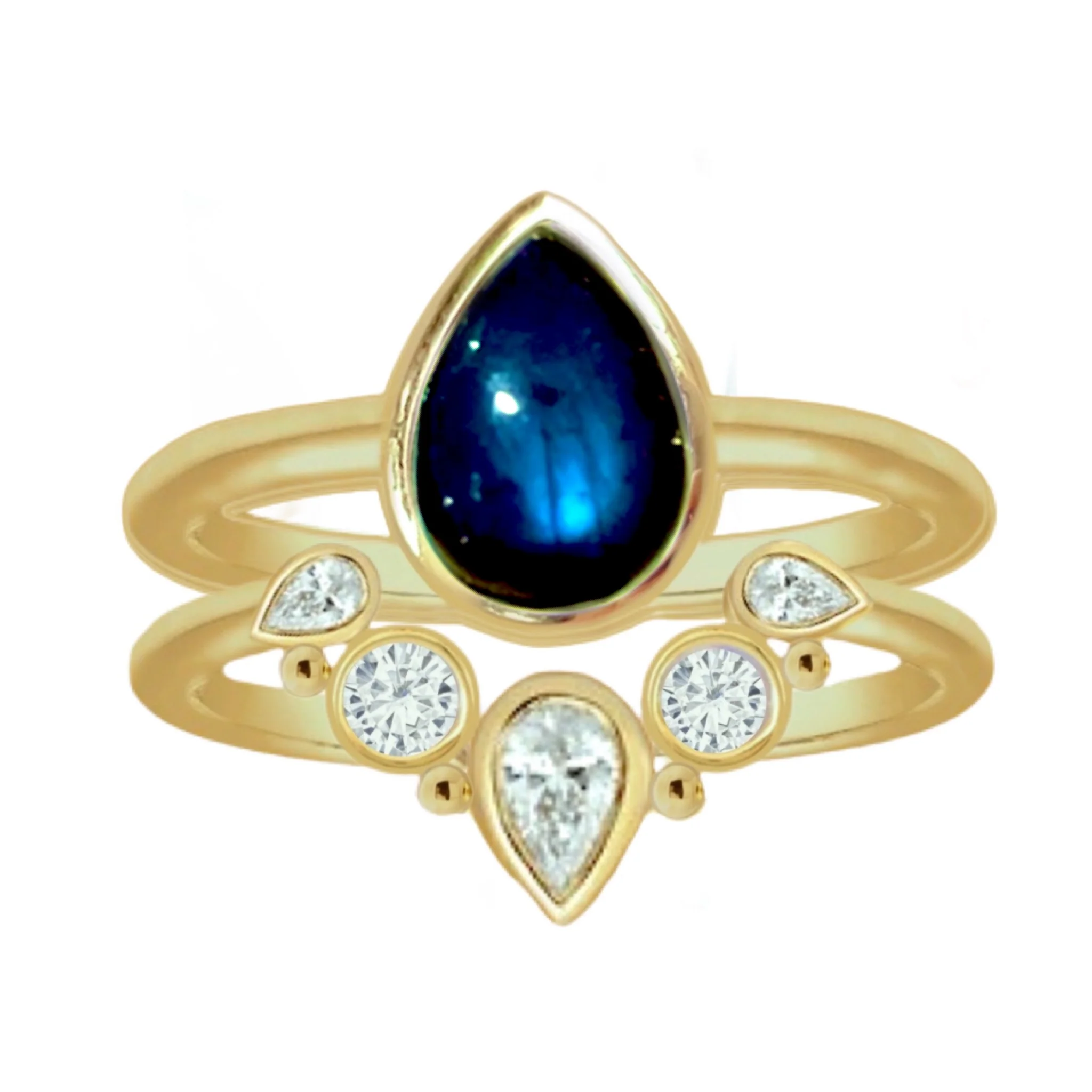 Laihas Queen Of Cups Gold Topaz and Labradorite Ring Set