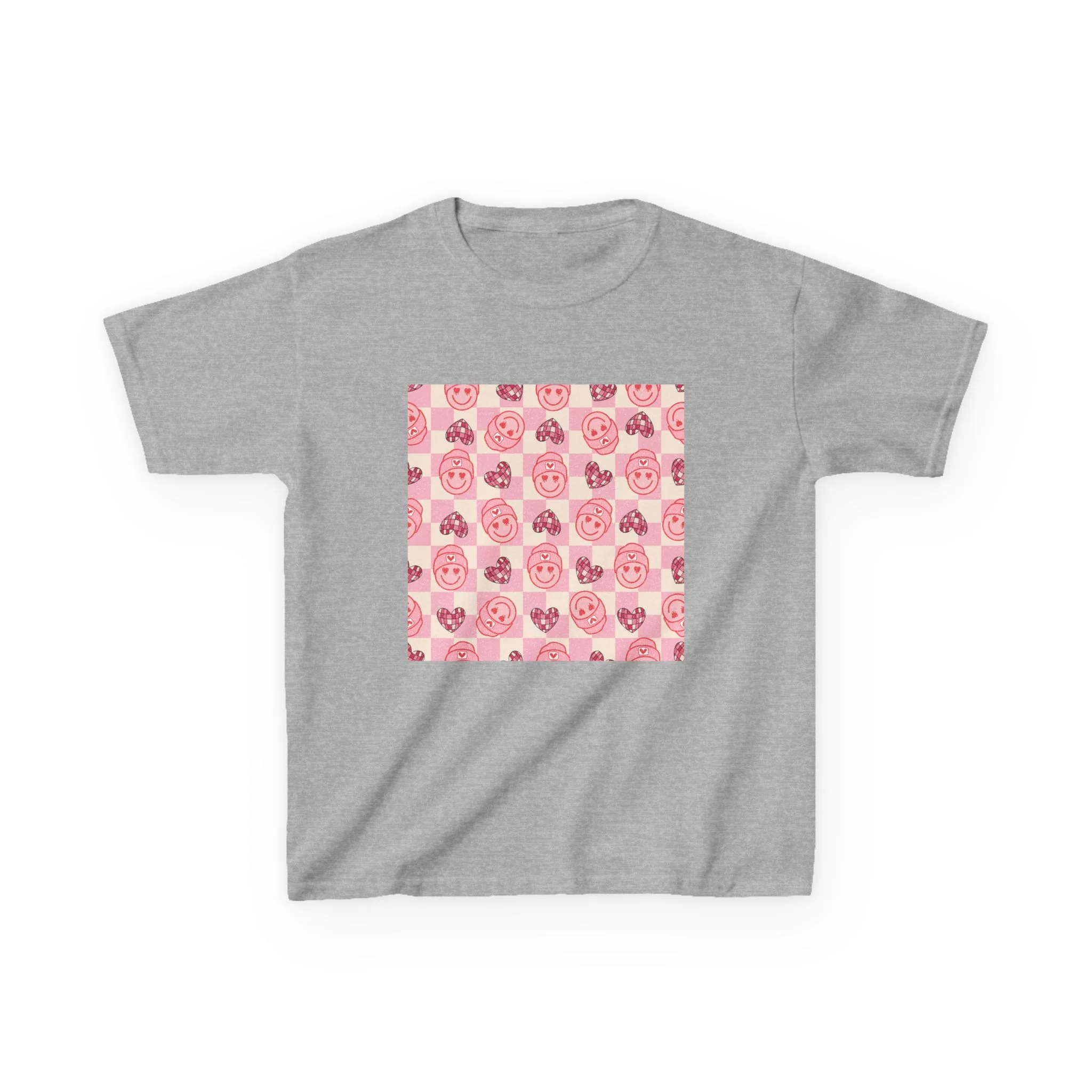 Pink Cartoon Pig Pattern Kids Tee | Cute Pig Faces, Pastel Animal Print