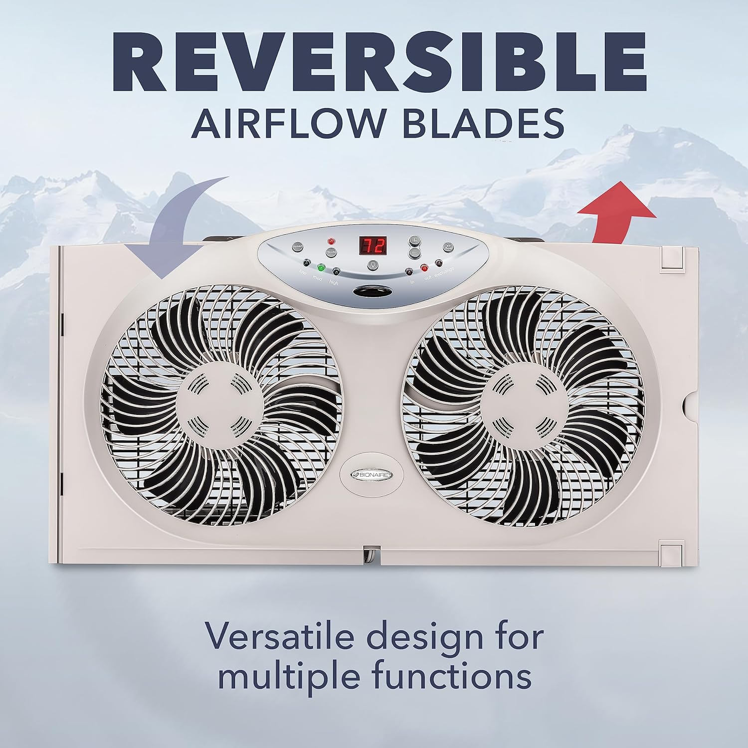 2025 Bionaire 8.5′′ Twin Window Fan with Reversible Airflow  3 Speeds  Remote Control