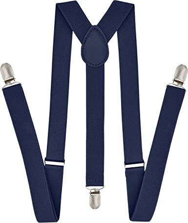 Navy Blue Suspenders |  Elastic Clip On 1200AN