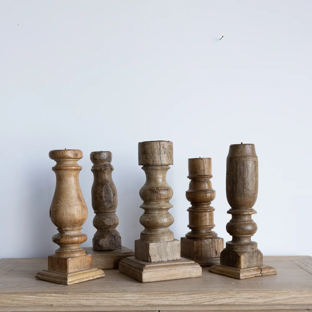 Vintage Wooden Candlesticks