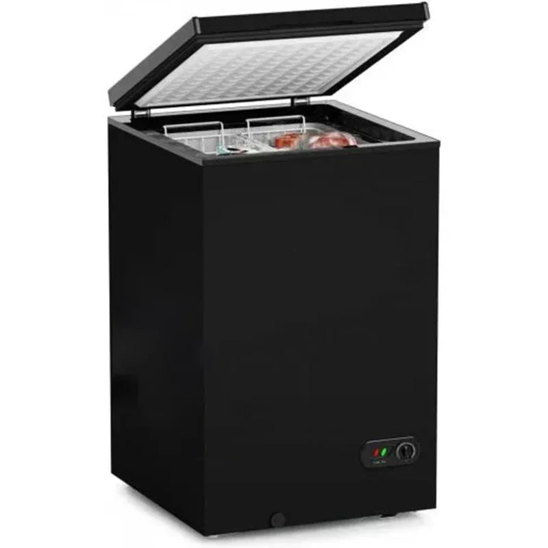 Chest Freezer – 3.5 Cu Ft with 2 Removable Baskets – Reach In Freezer Chest – Quiet Compact Freezer – 7 Temperature Settings – Black