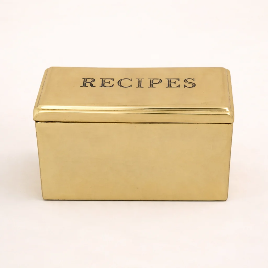 Etched Stainless Steel Recipe Box & Cards