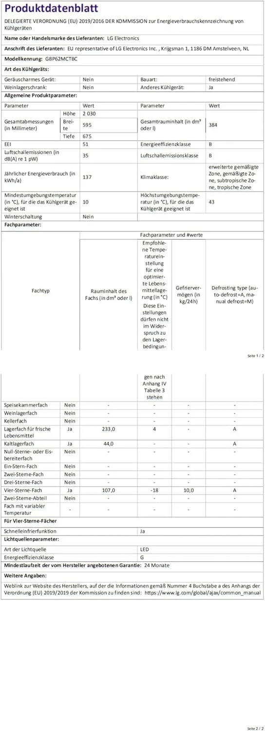 LG GBV22NCCEP Kühl-/Gefrierkombination – Smart Inverter Compressor, Total No Frost, Modern Flat Door Design, Matt Schwarz Metallic, Energieeffizienz A