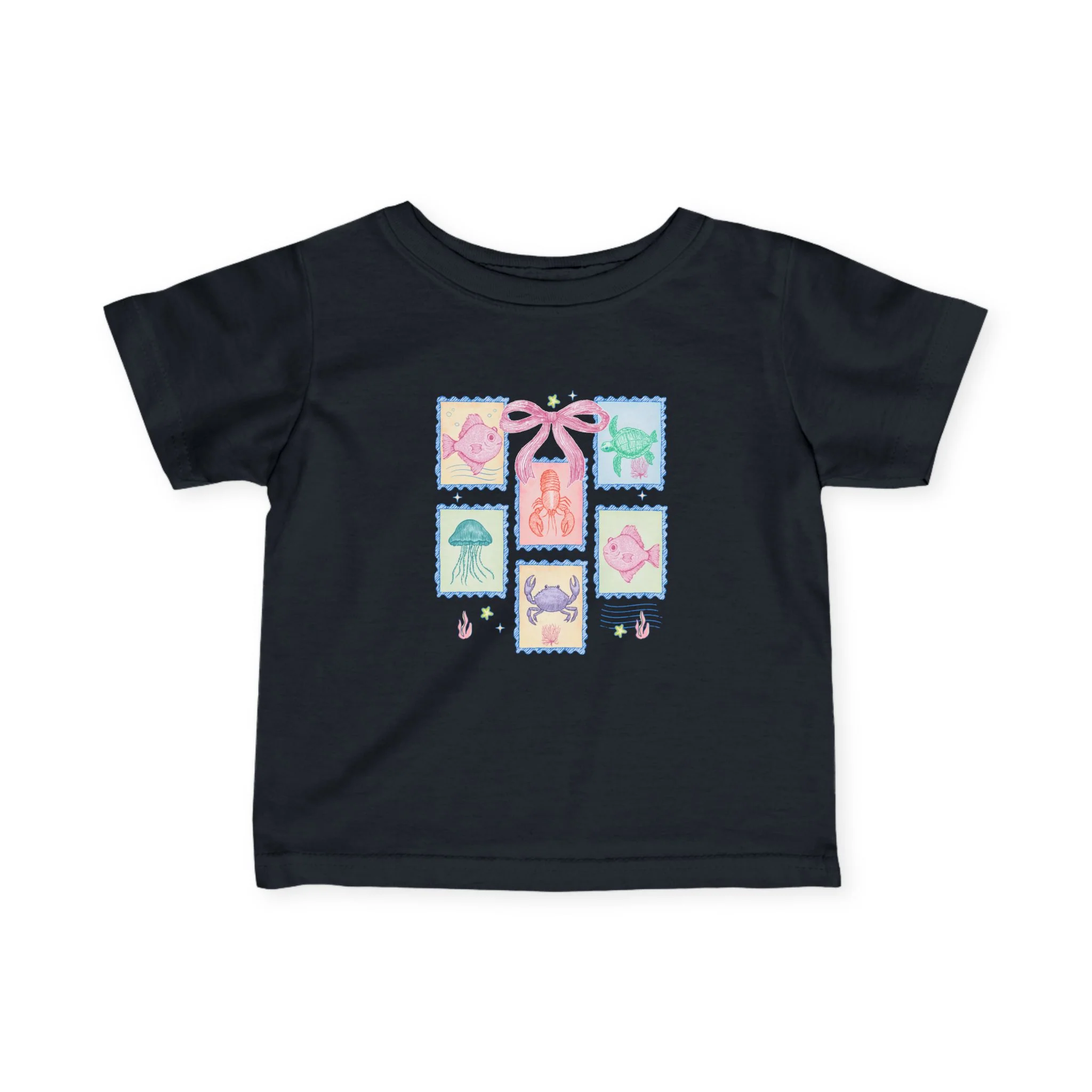 Copy of Baby Tee with Cute Duck Illustration �C Blue Bow Infant Shirt
