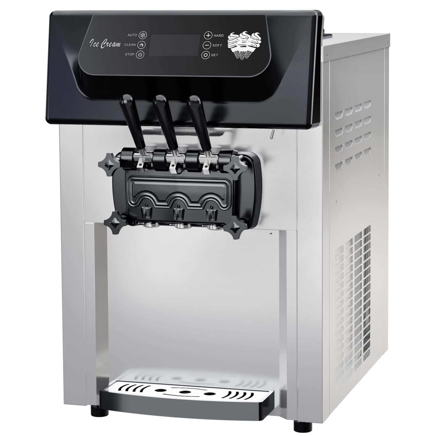 Garvee 2200W Commercial Ice Cream Machine, 3 Flavor Soft Serve Ice Cream Machine, 5.3-7.4 Gal/Hr, with LCD Touch Screen, Automatic Cleaning, High Productivity for Home Snack Bar & Restaurants