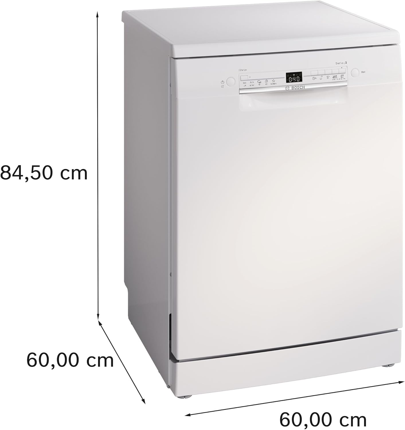 SMS2ITW33E Serie 2, Lavastoviglie da libera installazione, Home Connect, Assistente al lavaggio, Programma preferito, EcoDosage, Bianco, 60cm