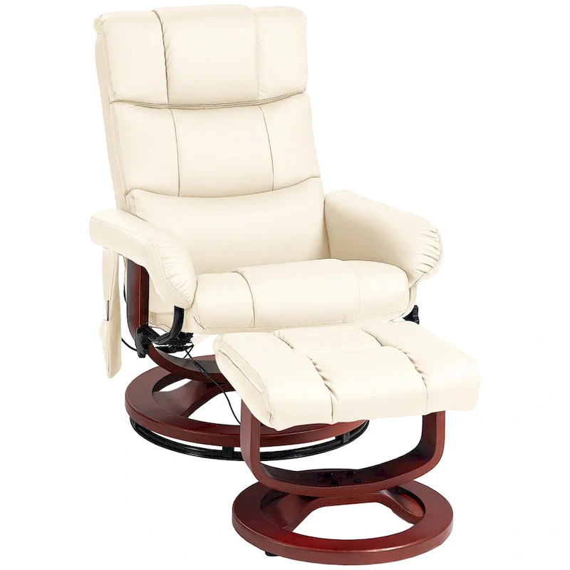 HOMCOM Recliner Chair with Ottoman, Electric Faux Leather Recliner