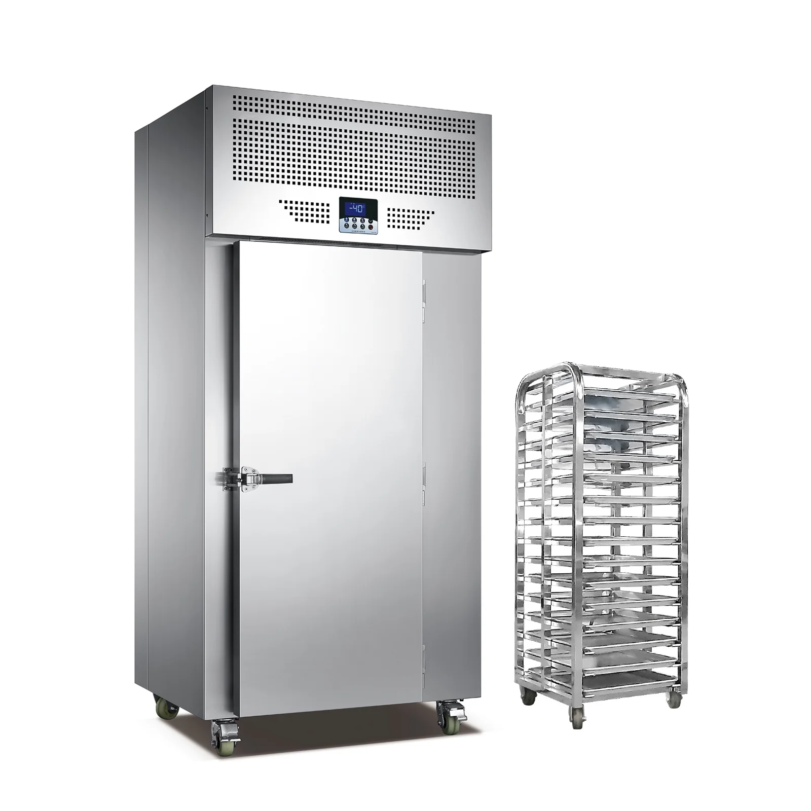 Kolice Commercial Heavy Duty 15 Trays Blast Chiller with Trolley Cart, Chest Freezer, Restaurant Freezer Cabinets, Shock Freezing Blast Freezer-Lowest temperature -40��F(-40��C)