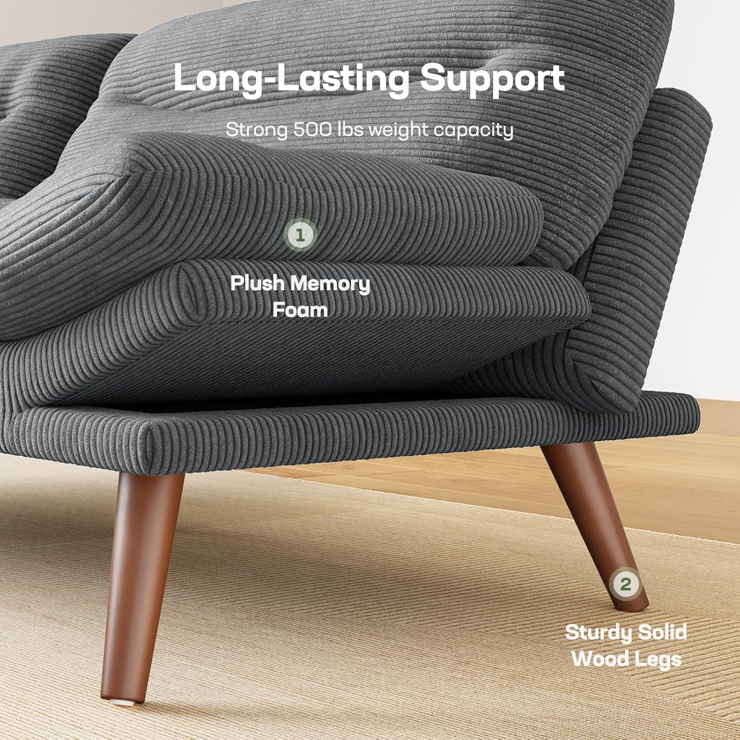 Futon Sofa Bed Futon Sofa with Adjustable Back and Armrests Converts to Small Sleeper Sofa Bed