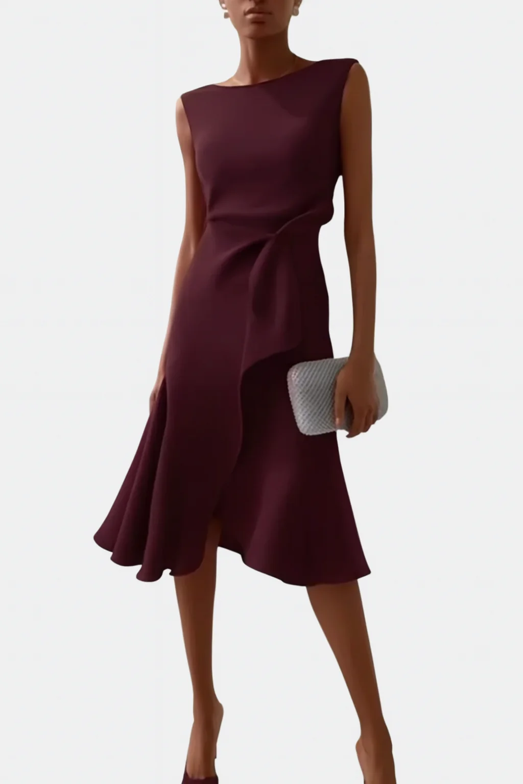 Women��s Asymmetric Midi Dress Elegant Draped Summer Style