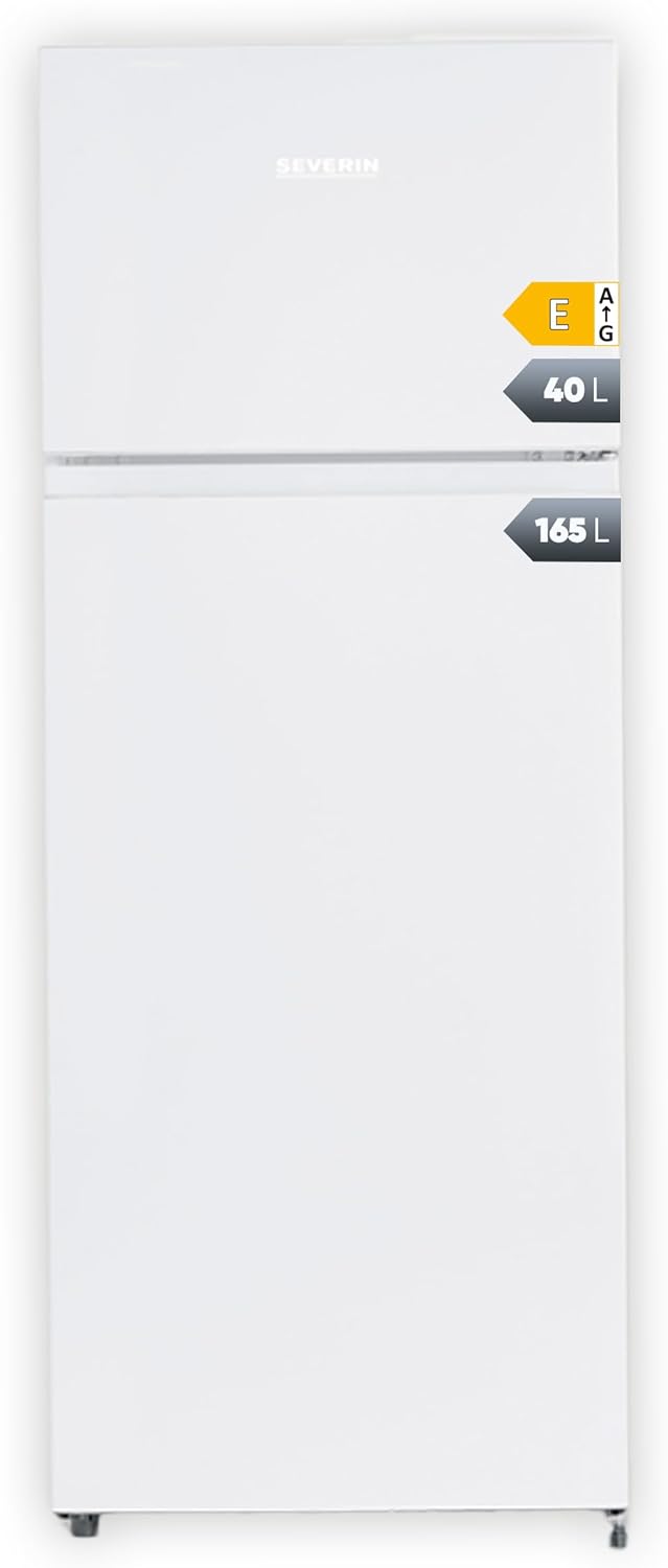 SEVERIN Doppeltür-Kühl-/Gefrierschrank, 2 x höhenverstellbare Abstellflächen, große Veggiebox, extrem leise - 40 dB, 206 L Nutzinhalt, weiß, DT 8760