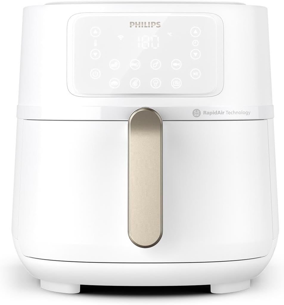 Airfryer 5000-Serie XXL, 7,2L (1,4Kg) - 6 Portionen, 16-in-1 Airfryer, Wifi verbunden, 90% weniger Fett mit Rapid Air Technologie, HomeID App, Weiß(HD9285/00)