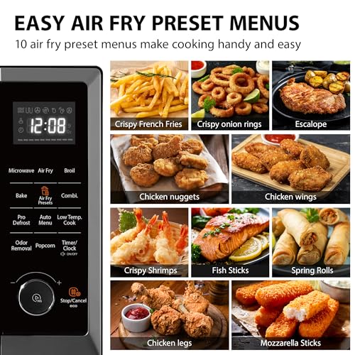 TOSHIBA Air Fryer Combo 8 in 1 Countertop Microwave Oven, with Convection, Broil, Odor Removal Mode, 12.4