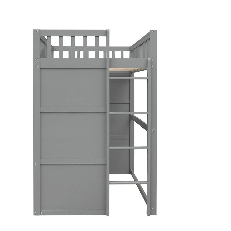 House Loft Bed Twin Kids Playhouse Bed, Solid Wood Loft Bed Frame with Window and Ladder