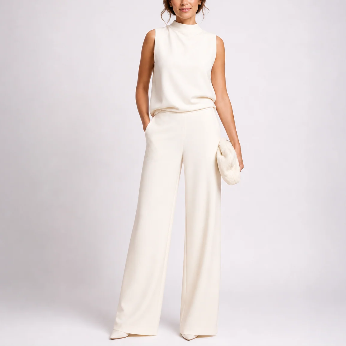 Women��s Sleeveless Jumpsuit Wide-Leg Silhouette