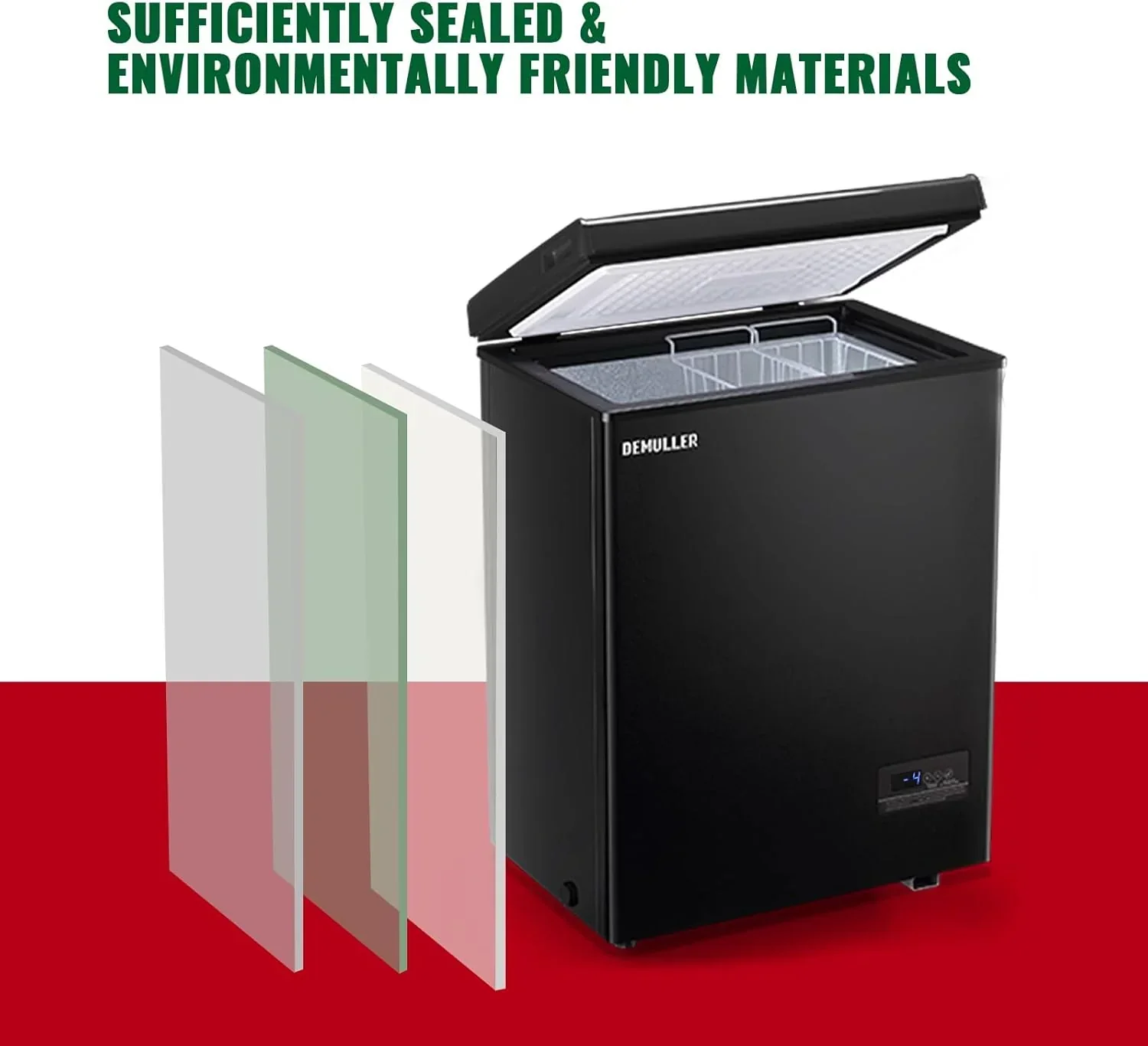 Chest Freezer 5.0Cubic Feet Deep Freezer Freestanding Freezers 2 Removable Stainless Steel Basket